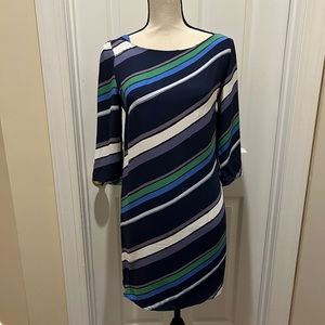 🔥Nordstrom Halogen Size SP Striped Career Dress Multi-Color Striped Blue Green